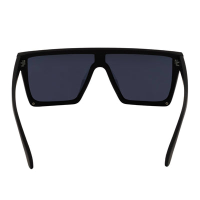 LAZER - Modern Flat Top Rimless Rectangle Sunglasses Soft Matte Black Dark Smoke