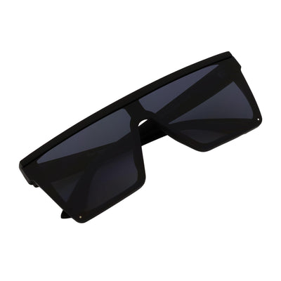 LAZER - Modern Flat Top Rimless Rectangle Sunglasses Soft Matte Black Dark Smoke