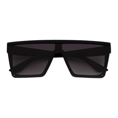 LAZER - Modern Flat Top Rimless Rectangle Sunglasses Soft Matte Black Lavender