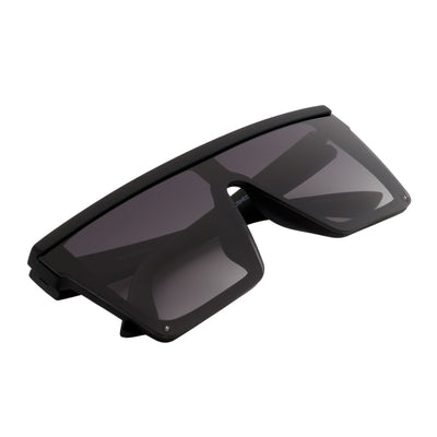 LAZER - Modern Flat Top Rimless Rectangle Sunglasses Soft Matte Black Lavender