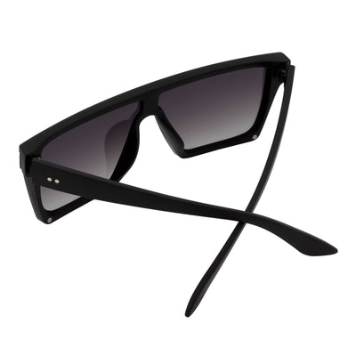 LAZER - Modern Flat Top Rimless Rectangle Sunglasses Soft Matte Black Lavender