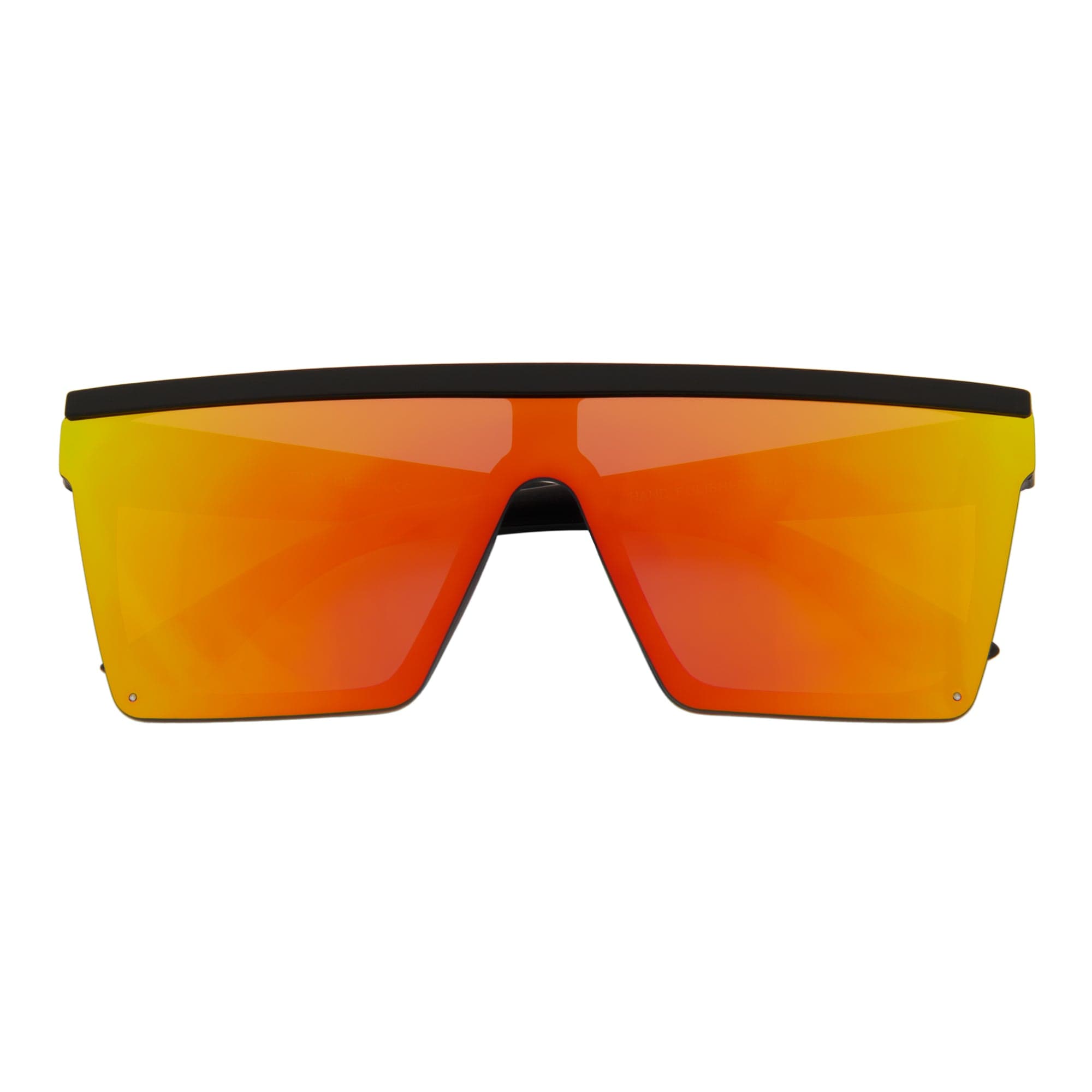 LAZER - Modern Flat Top Rectangle Sunglasses Soft Matte Black Orange Mirror