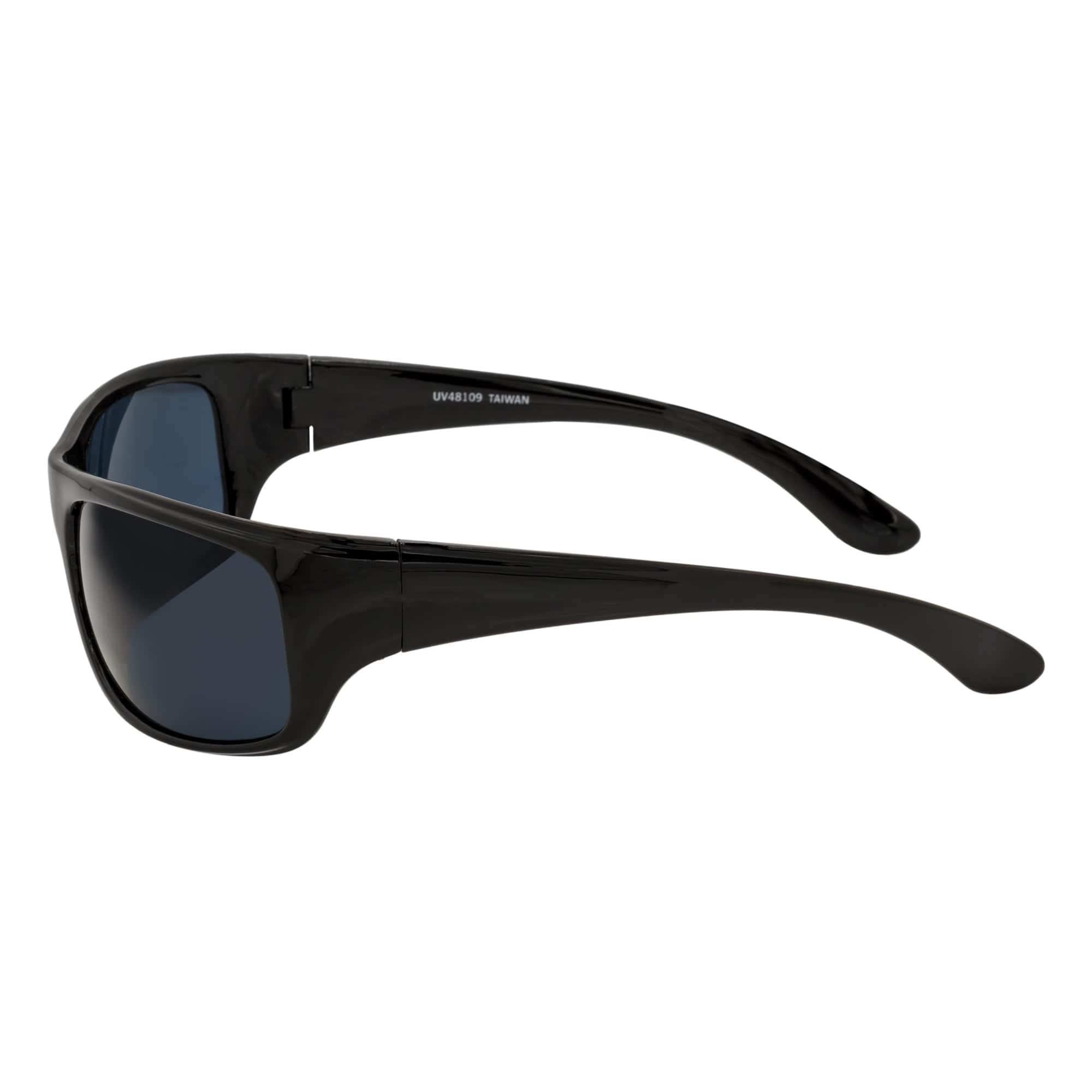 MACHADO - Modern Rectangle Sports Wraparound Sunglasses Gloss Black Dark Smoke
