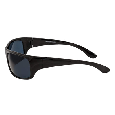 MACHADO - Modern Rectangle Sports Wraparound Sunglasses Gloss Black Dark Smoke