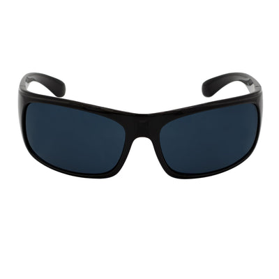 MACHADO - Modern Rectangle Sports Wraparound Sunglasses Gloss Black Dark Smoke - MorspecsM1027-1