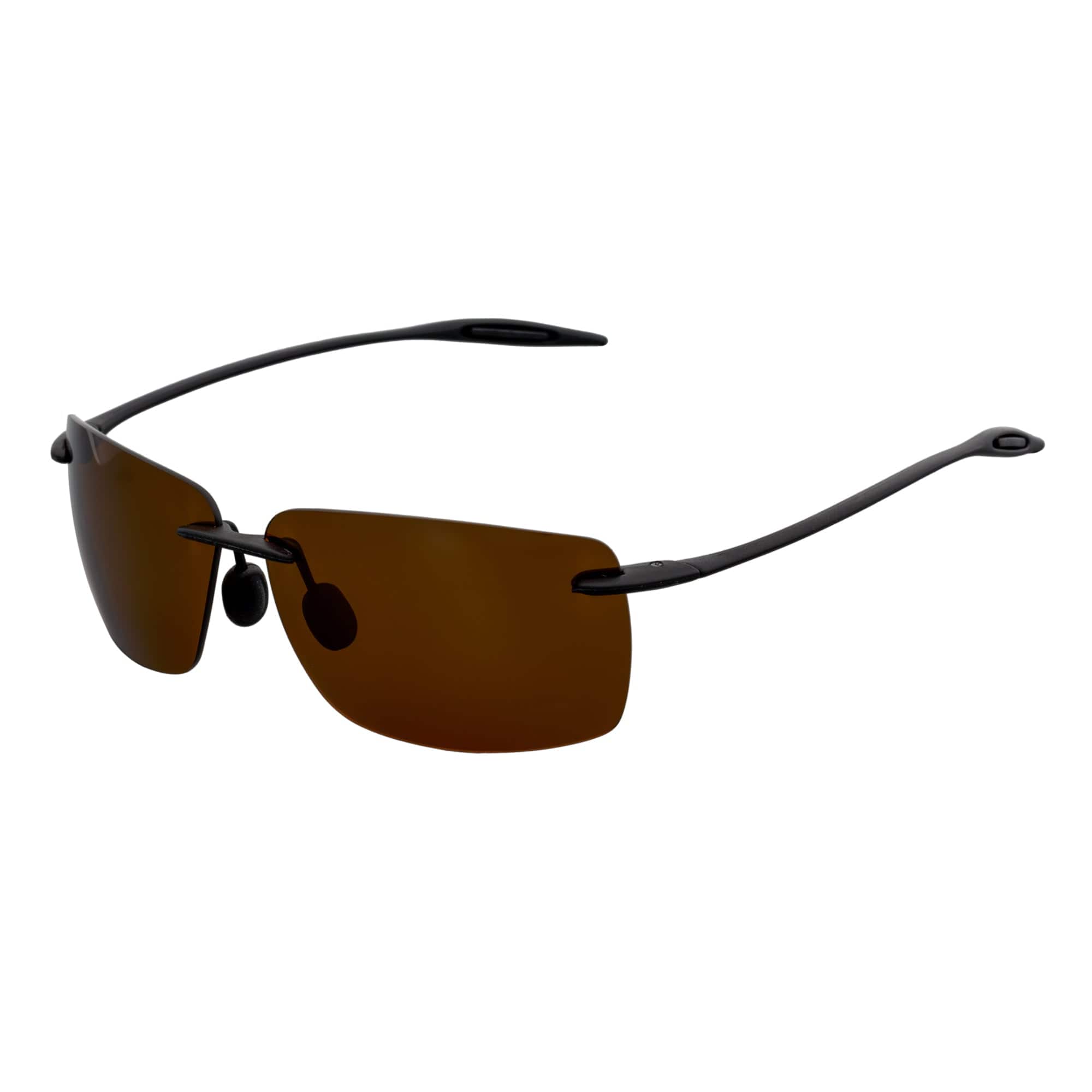 Morspecs Sunglasses MAUI - Rimless TR90 Thin Sports Wraparound Sunglasses Matte Black Brown Polarized