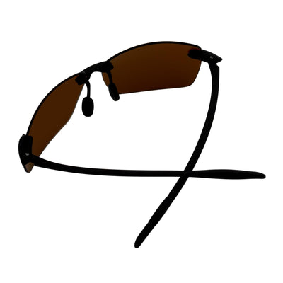 MAUI - Rimless TR90 Thin Sports Wrap Sunglasses Matte Black Brown Polarized