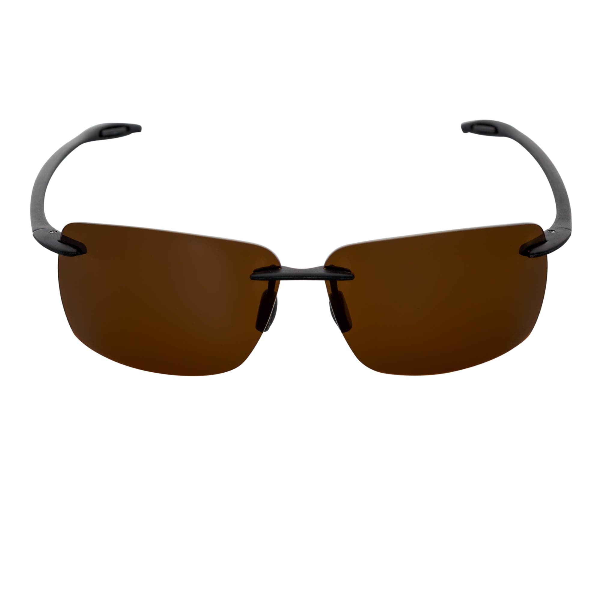 Morspecs Sunglasses MAUI - Rimless TR90 Thin Sports Wraparound Sunglasses Matte Black Brown Polarized