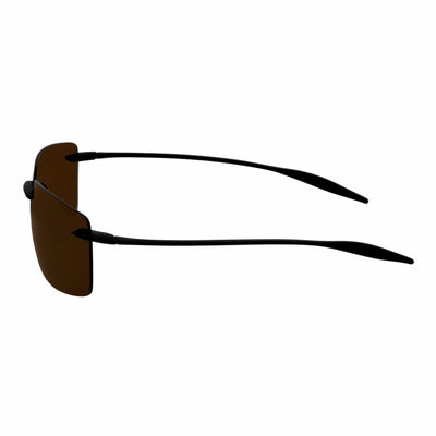 MAUI - Rimless TR90 Thin Sports Wrap Sunglasses Matte Black Brown Polarized