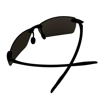 MAUI - Rimless TR90 Thin Sports Wrap Sunglasses Black Orange Mirror Polarized