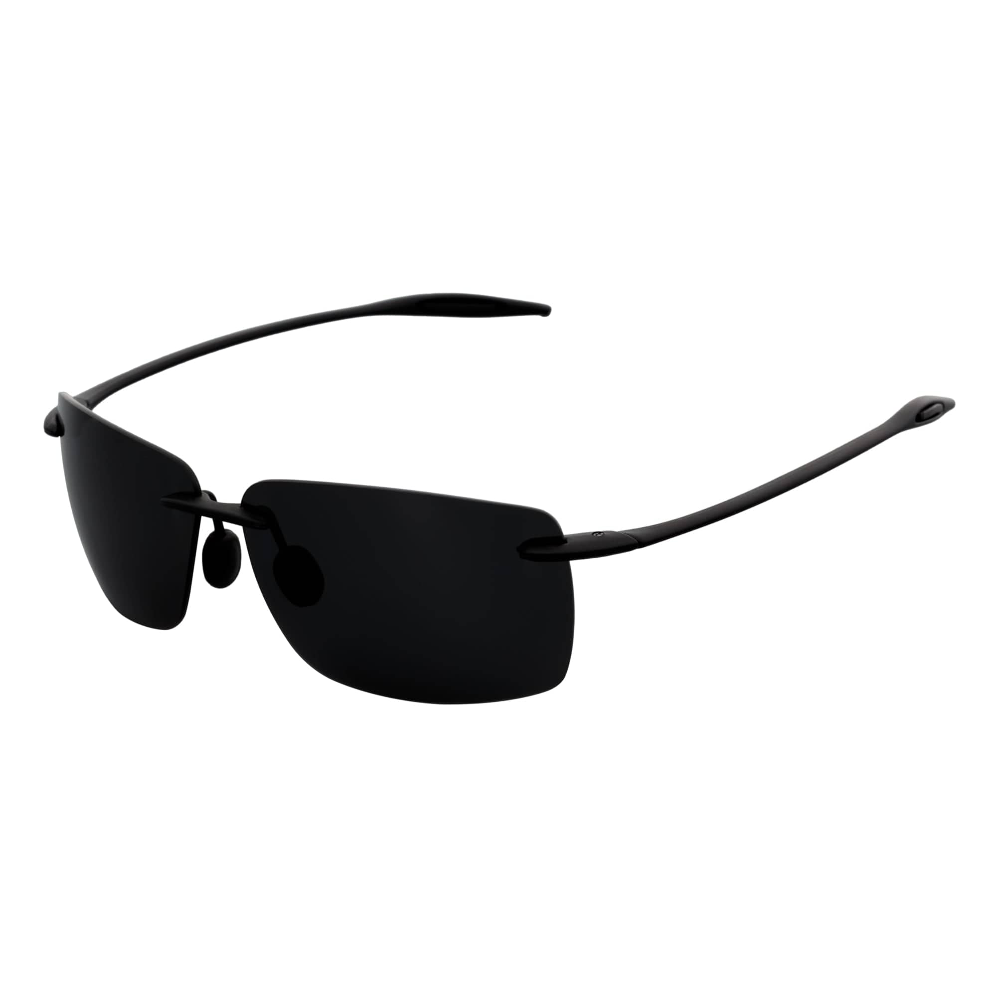 Morspecs Sunglasses MAUI - Rimless TR90 Thin Sports Wraparound Sunglasses Matte Black Smoke Polarized