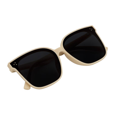 MIA - Polarized Womens Oversize 3 Pin Cat Eye Sunglasses Creme Smoke Tint