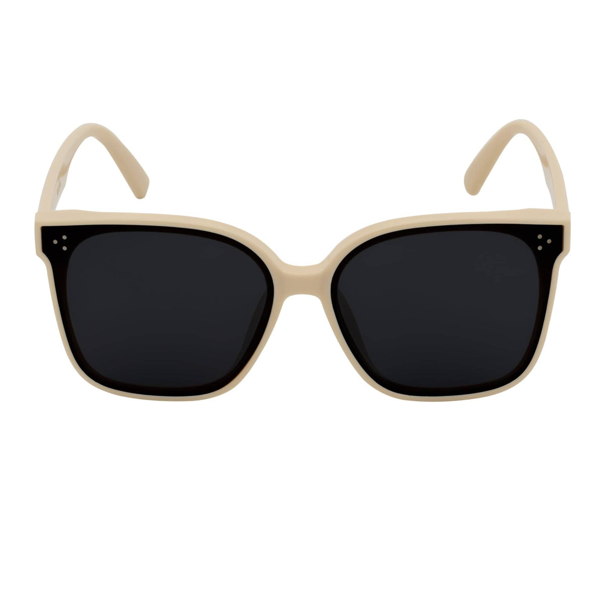 MIA - Polarized Womens Oversize 3 Pin Cat Eye Sunglasses Creme Smoke Tint