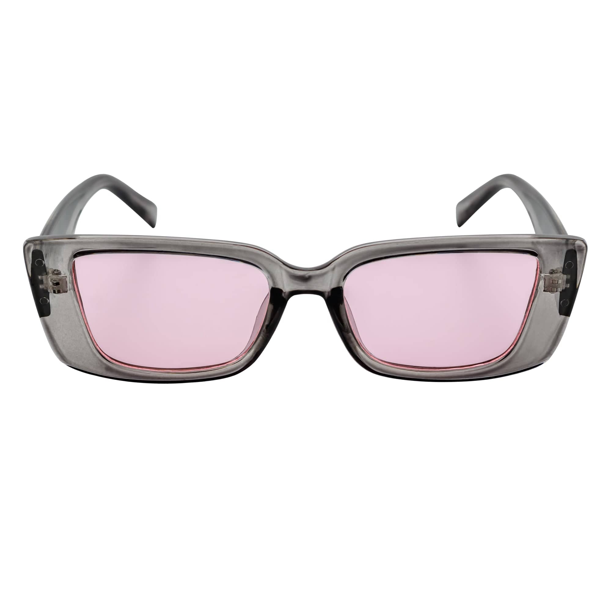 MODCAT - Small Cat Eye Rectangle Sunglasses 90s Fashion Clear Gray Pink
