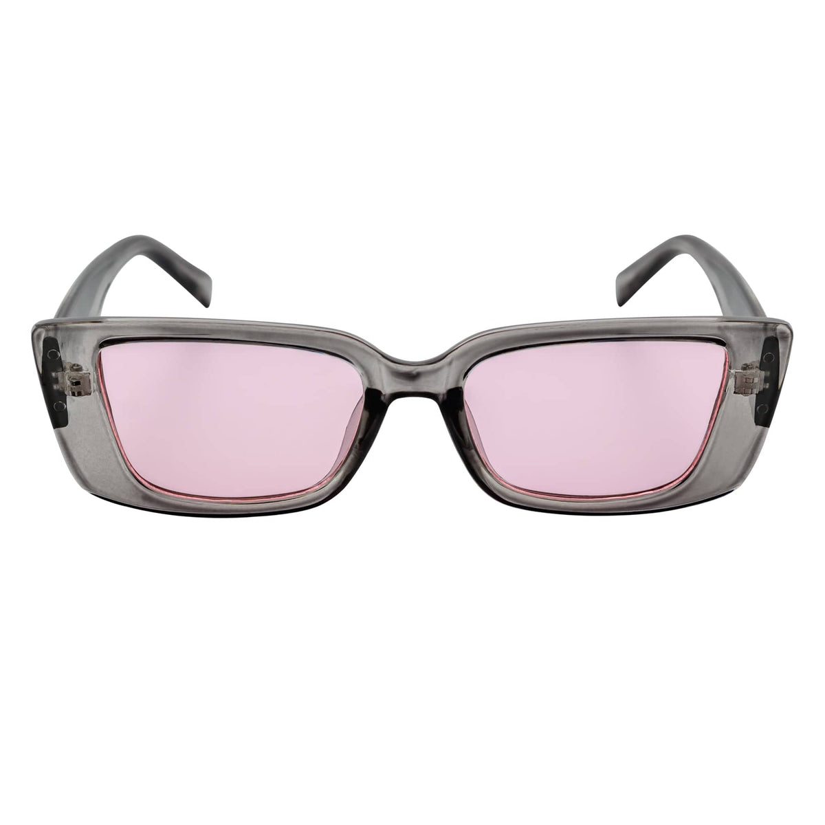 MODCAT - Small Cat Eye Rectangle Sunglasses 90s Fashion Clear Gray Pink