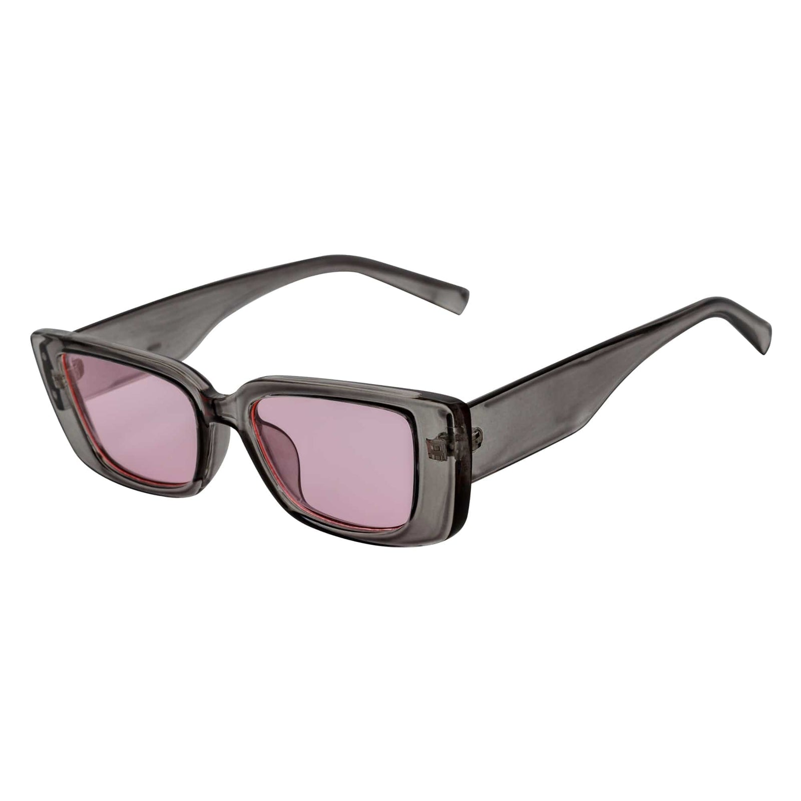 MODCAT - Small Cat Eye Rectangle Sunglasses 90s Fashion Clear Gray Pink - MorspecsM1096-2