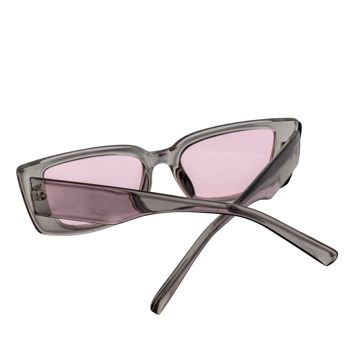 MODCAT - Small Cat Eye Rectangle Sunglasses 90s Fashion Clear Gray Pink