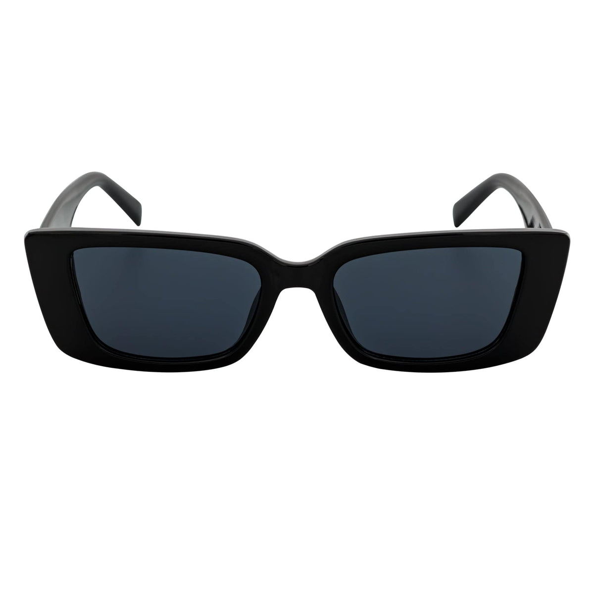 MODCAT - Small Cat Eye Rectangle Sunglasses 90s Fashion Gloss Black Smoke - MorspecsM1096-1