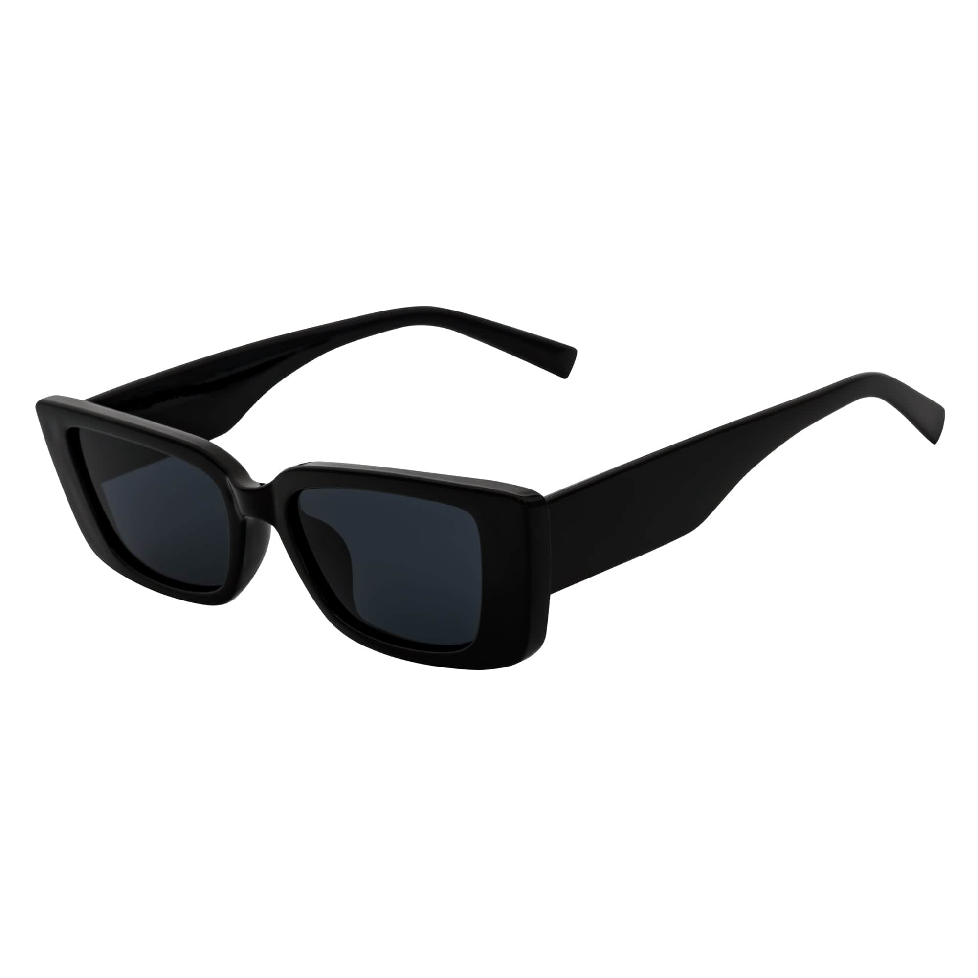 MODCAT - Small Cat Eye Rectangle Sunglasses 90s Fashion Gloss Black Smoke - MorspecsM1096-1