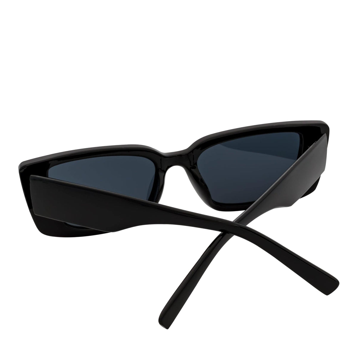 Morspecs Sunglasses MODCAT - Small Cat Eye Rectangle Sunglasses 90s Fashion Gloss Black Smoke