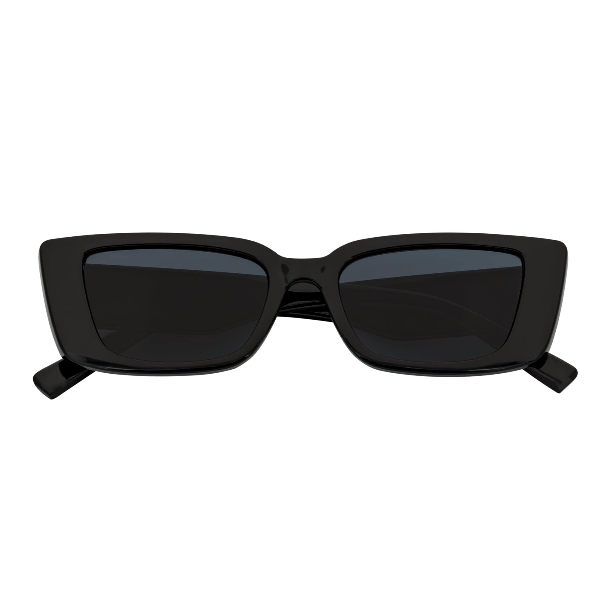 MODCAT - Small Cat Eye Rectangle Sunglasses 90s Fashion Gloss Black Smoke - MorspecsM1096-1