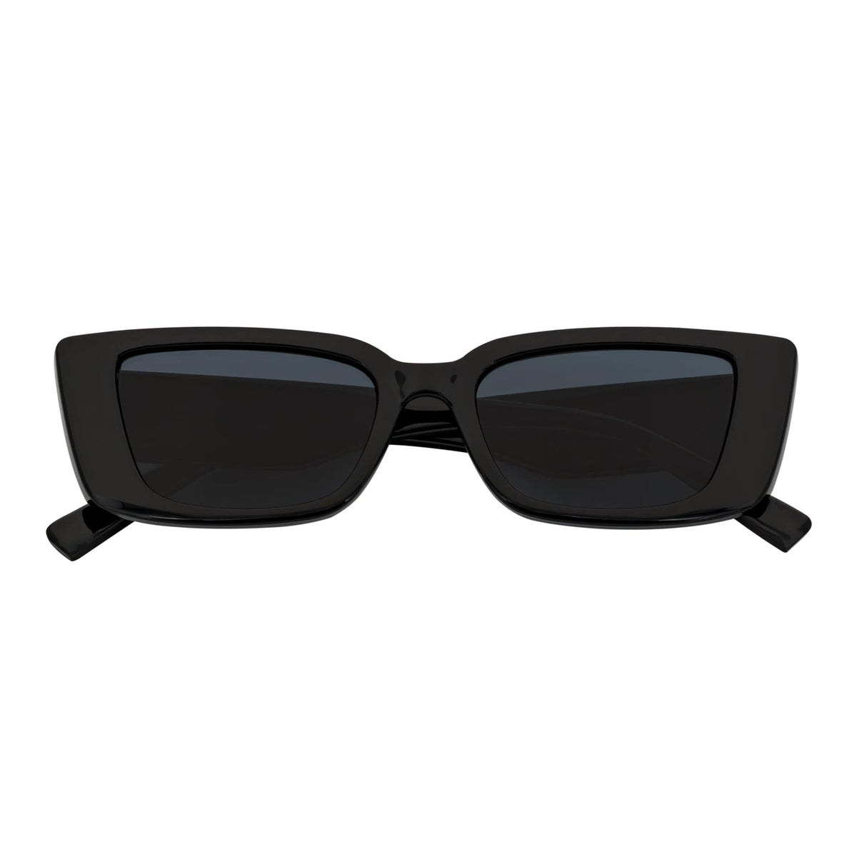 MODCAT - Small Cat Eye Rectangle Sunglasses 90s Fashion Gloss Black Smoke - MorspecsM1096-1