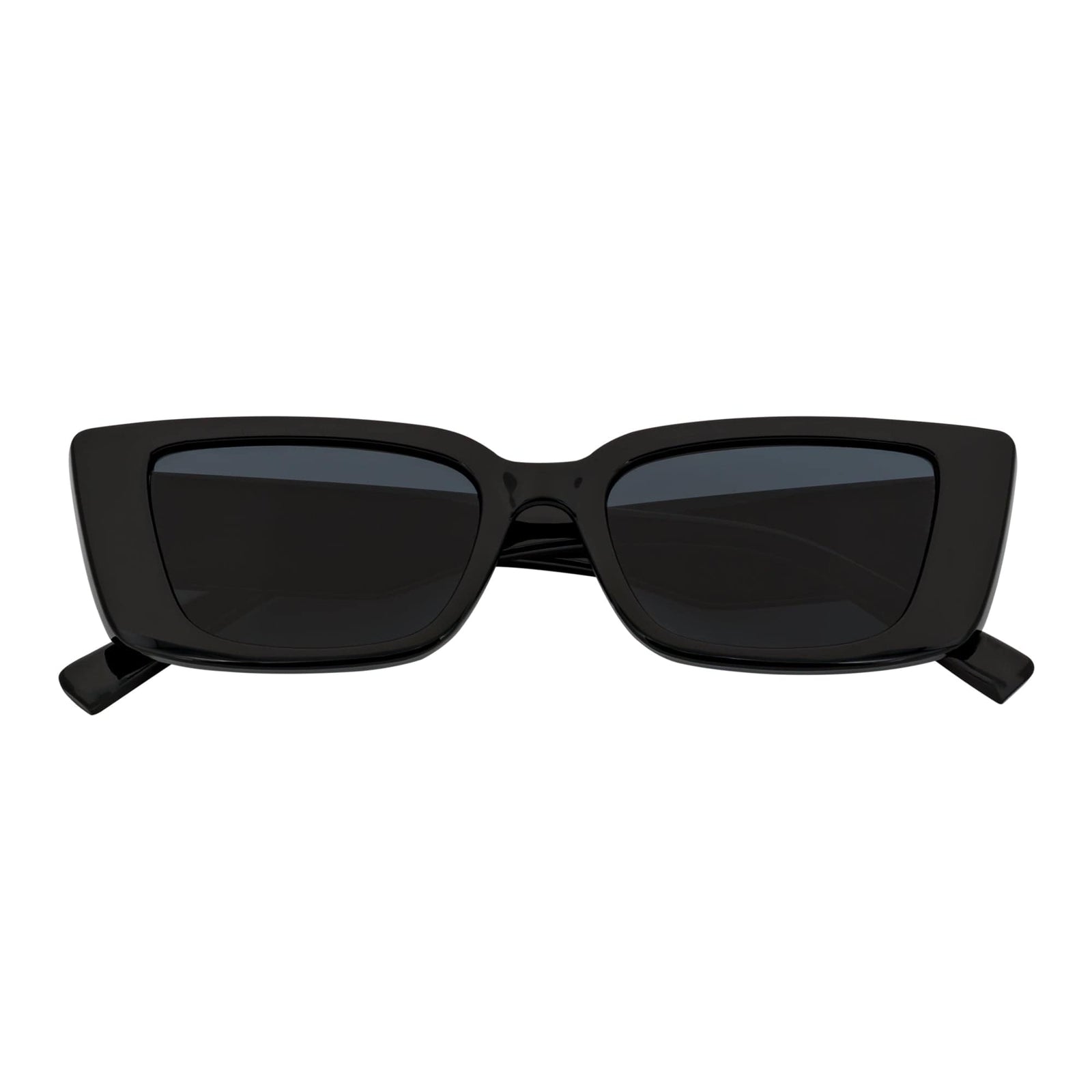 MODCAT - Small Cat Eye Rectangle Sunglasses 90s Fashion Gloss Black Smoke - MorspecsM1096-1