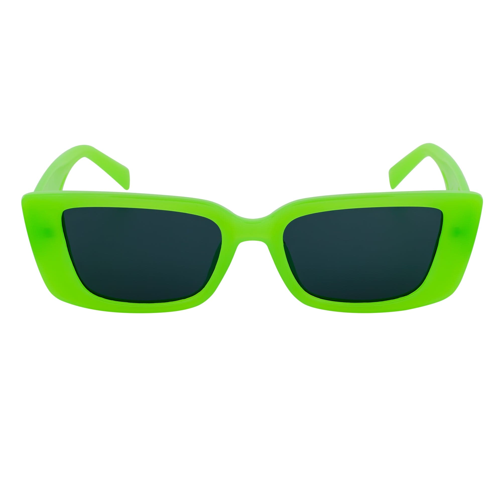 MODCAT - Small Cat Eye Rectangle Sunglasses 90s Fashion Neon Green Smoke