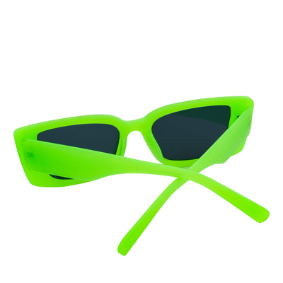 MODCAT - Small Cat Eye Rectangle Sunglasses 90s Fashion Neon Green Smoke
