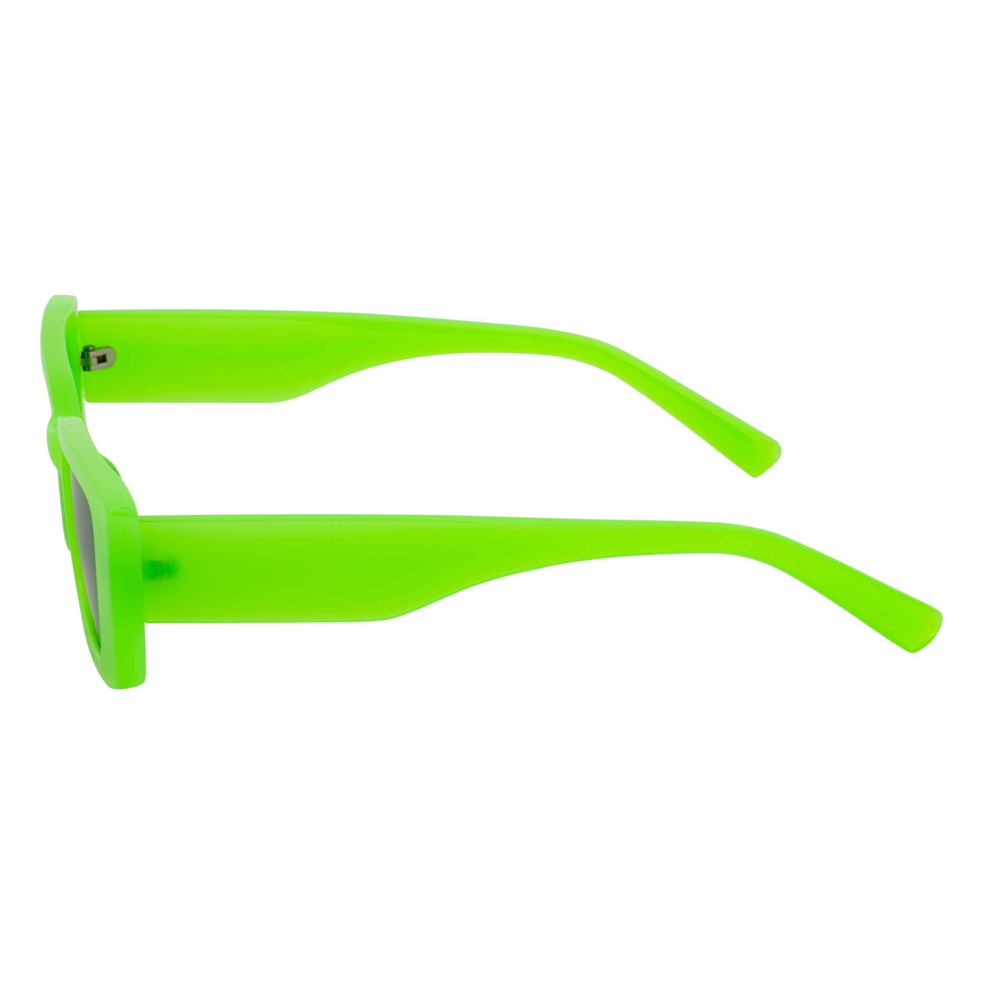 MODCAT - Small Cat Eye Rectangle Sunglasses 90s Fashion Neon Green Smoke