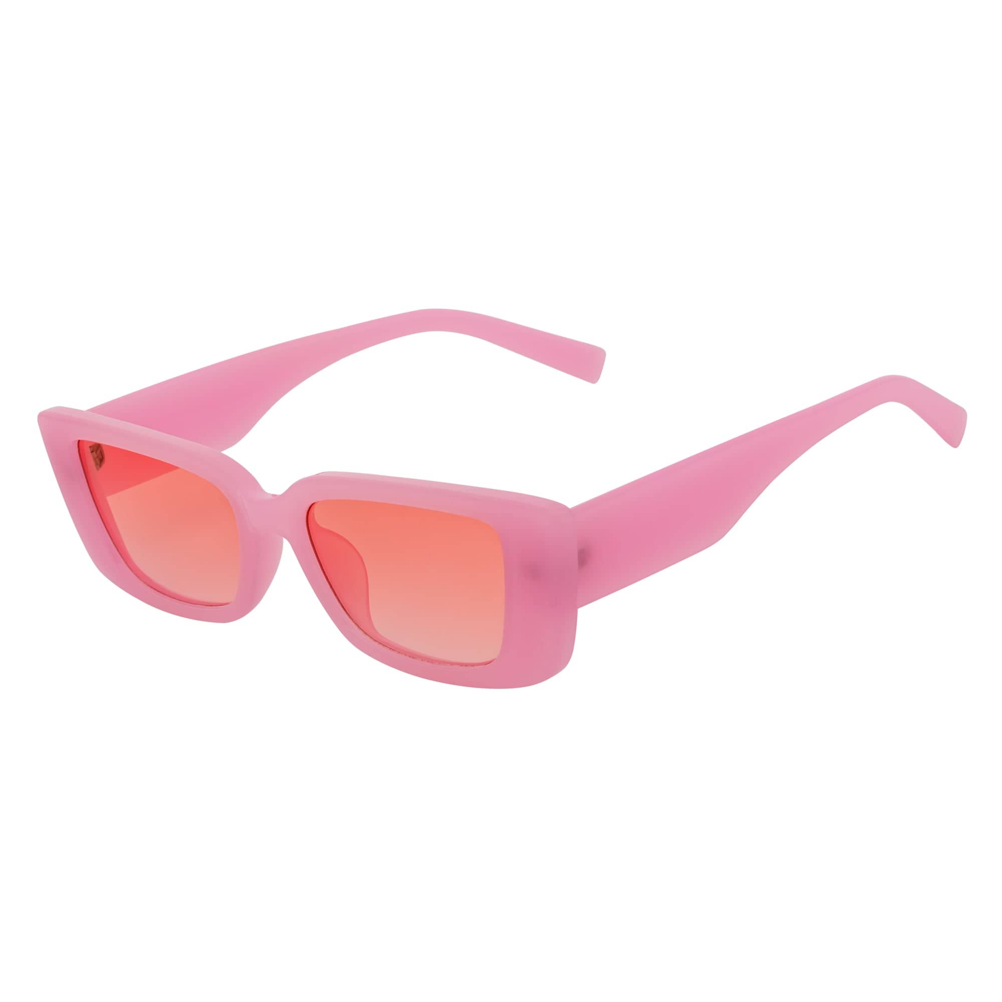 MODCAT - Small Cat Eye Rectangle Sunglasses 90s Pink Frame Pink Lens