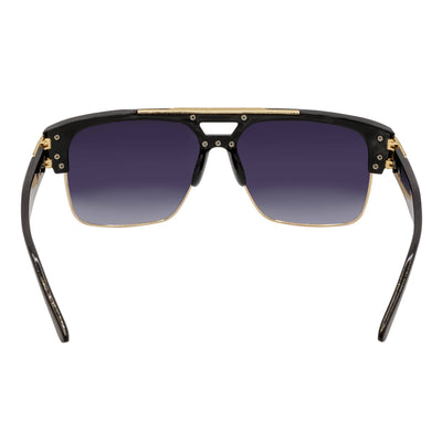 MONARCH - Square Semi - Rimless Two - Tone Metal Accent Black Gold Lavender Fade