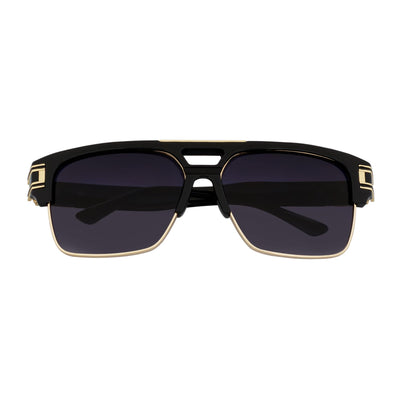 MONARCH - Square Semi - Rimless Two - Tone Metal Accent Black Gold Lavender Fade - MorspecsM1025-1