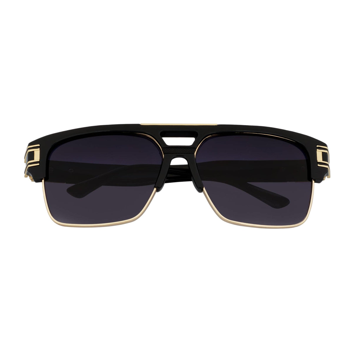 MONARCH - Square Semi - Rimless Two - Tone Metal Accent Black Gold Lavender Fade - MorspecsM1025-1