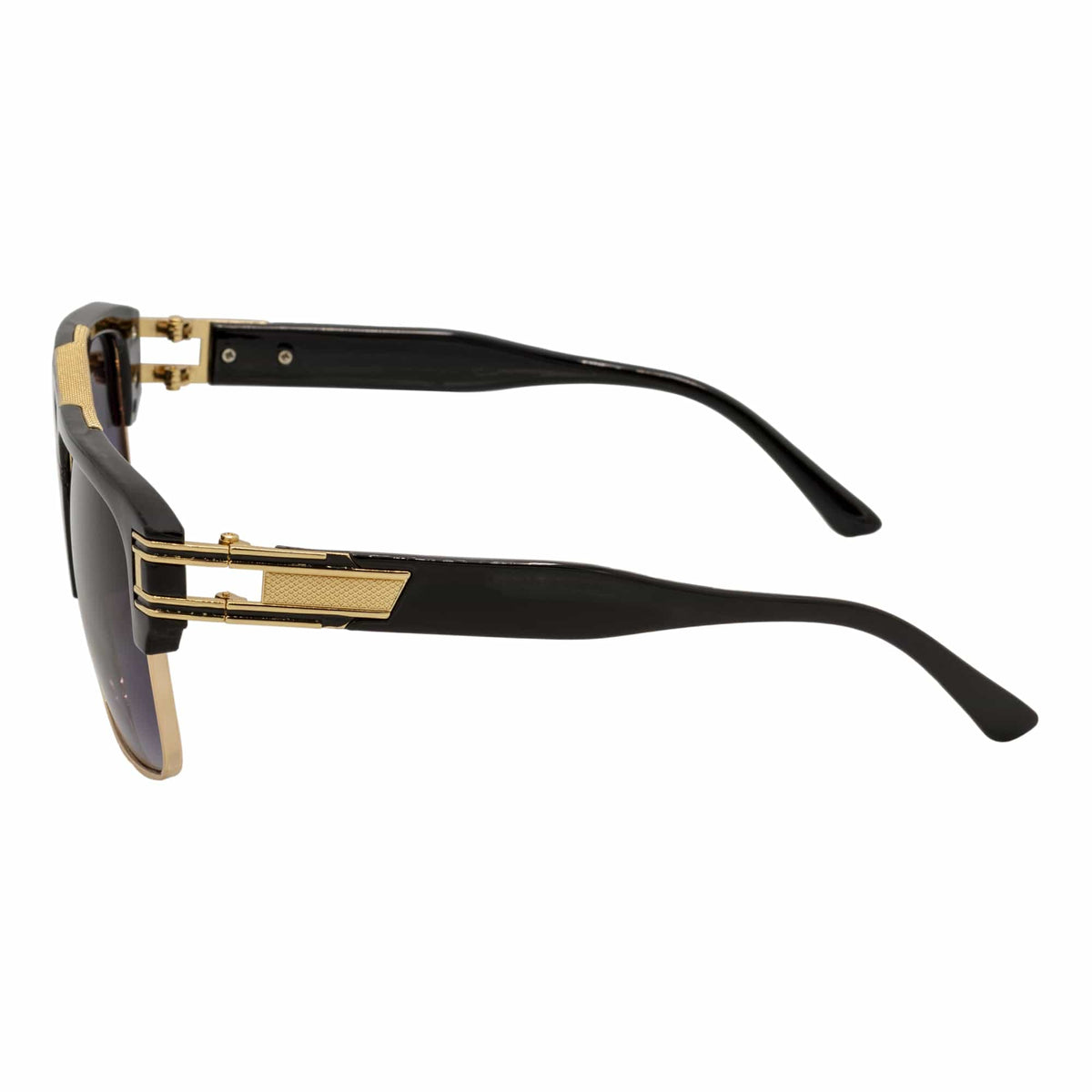 MONARCH - Square Semi - Rimless Two - Tone Metal Accent Black Gold Lavender Fade