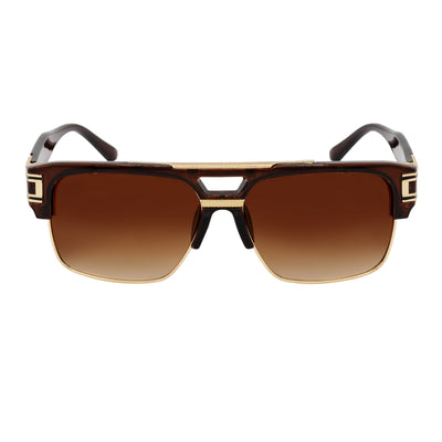 MONARCH - Square Semi - Rimless Two - Tone Metal Accent Clear Brown Amber Fade