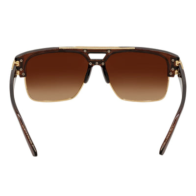 MONARCH - Square Semi - Rimless Two - Tone Metal Accent Clear Brown Amber Fade