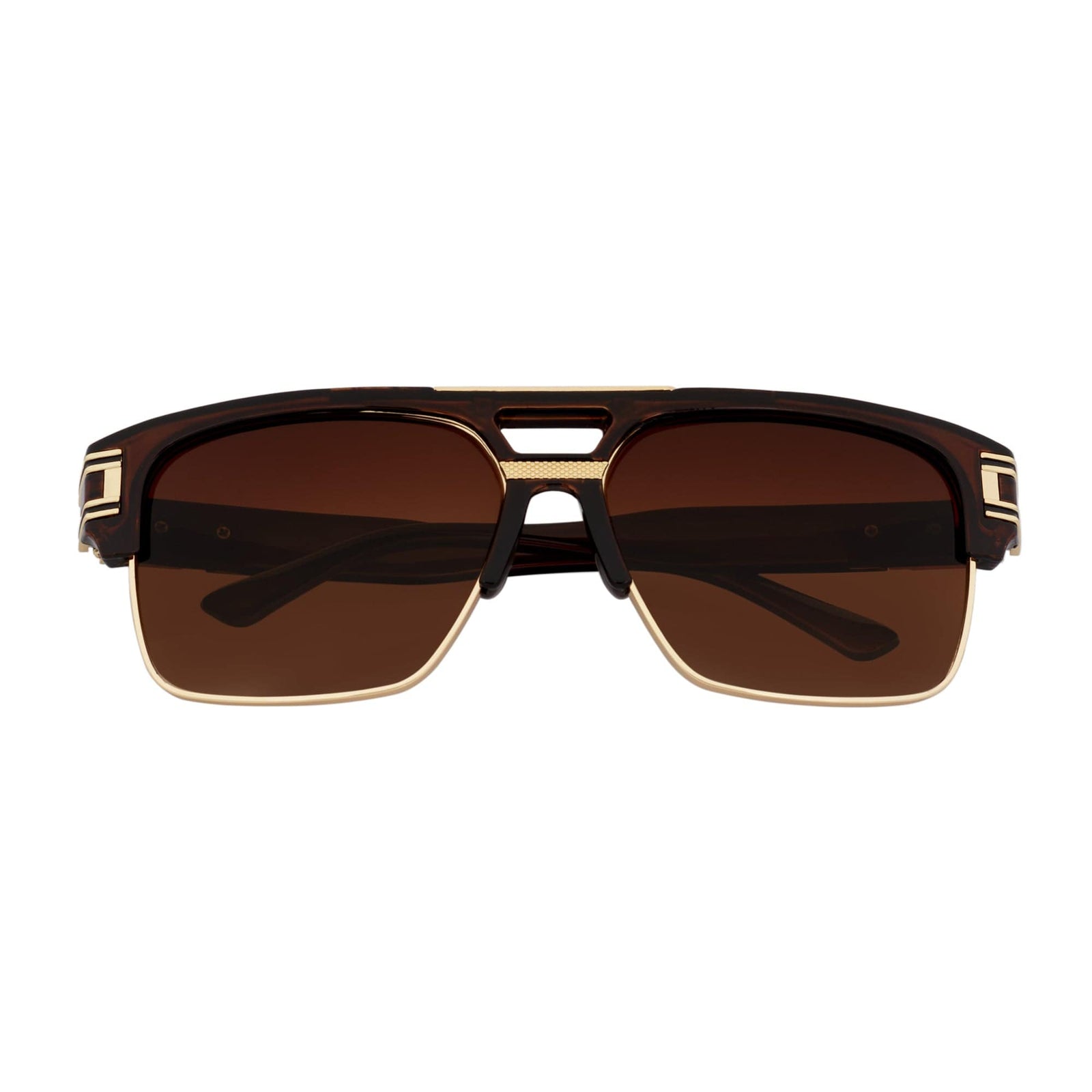 MONARCH - Square Semi - Rimless Two - Tone Metal Accent Clear Brown Amber Fade