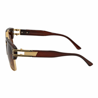 MONARCH - Square Semi - Rimless Two - Tone Metal Accent Clear Brown Amber Fade