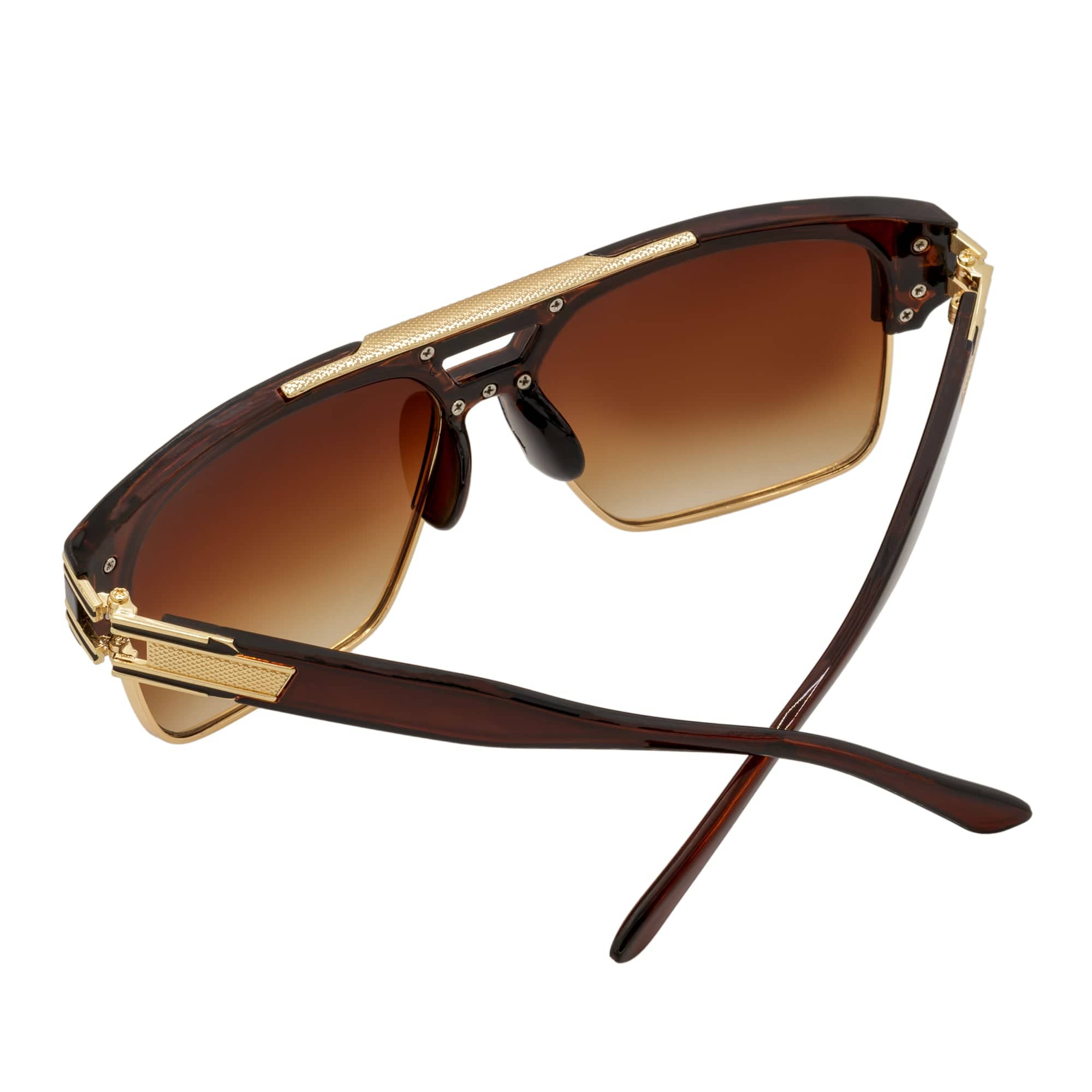 MONARCH - Square Semi - Rimless Two - Tone Metal Accent Clear Brown Amber Fade