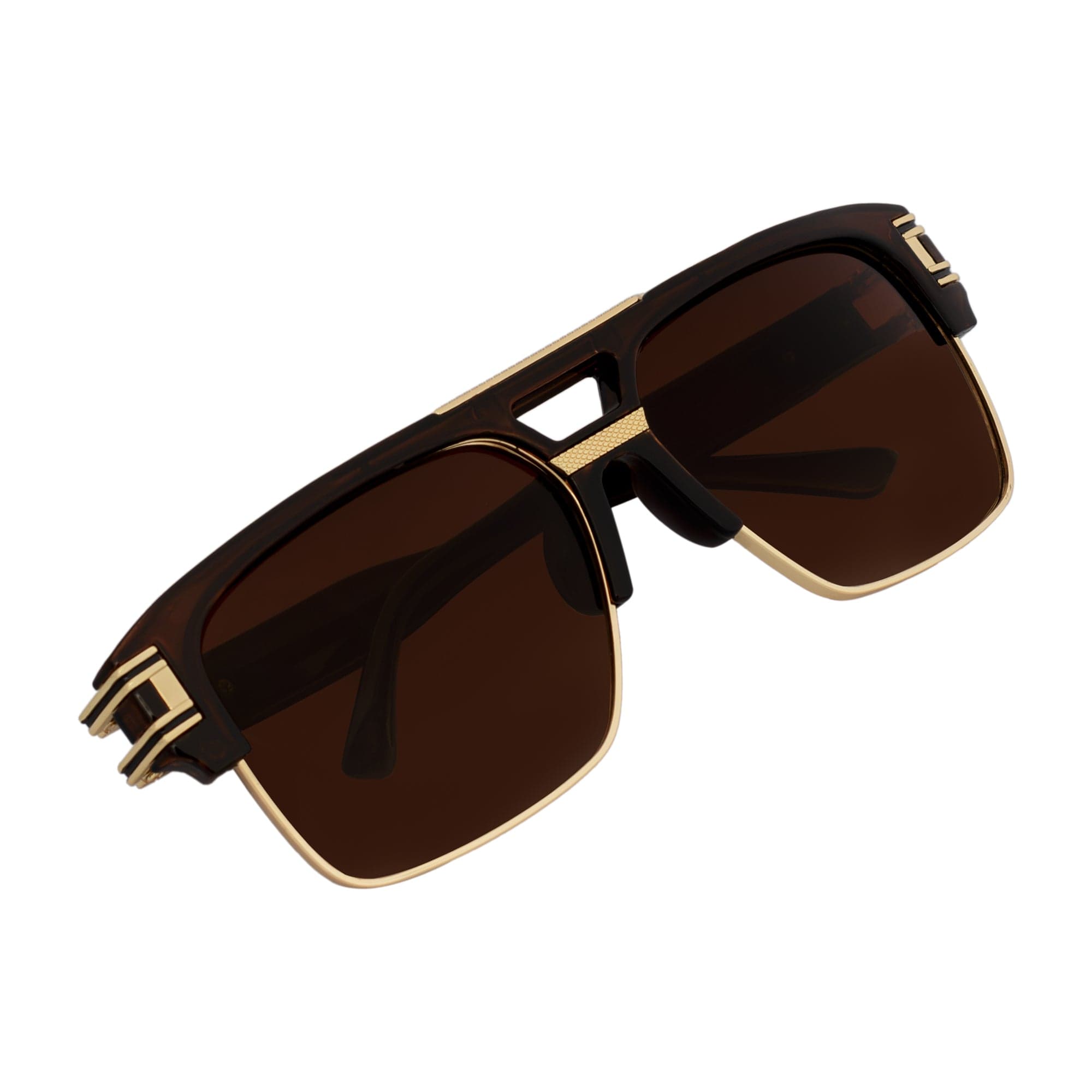MONARCH - Square Semi - Rimless Two - Tone Metal Accent Clear Brown Amber Fade