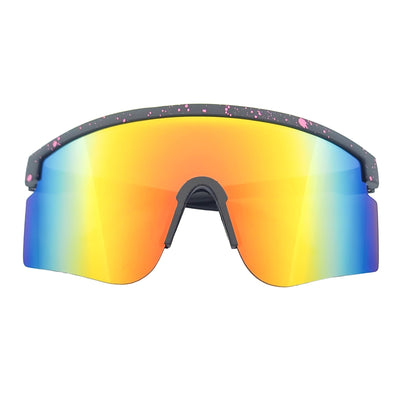 MONOLITH - X - Large Rimless Sports Shield Sunglasses Black Pink - Orange Mirror