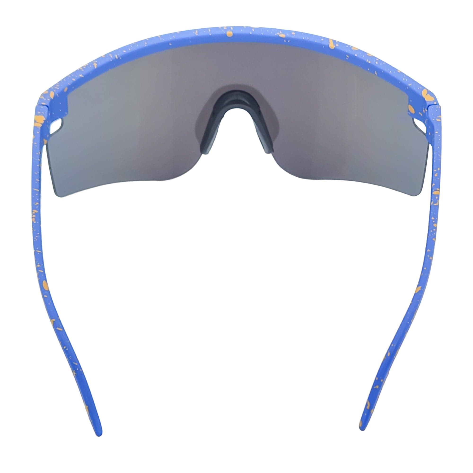 MONOLITH - X - Large Rimless Sports Shield Sunglasses Black Yellow - Blue Mirror