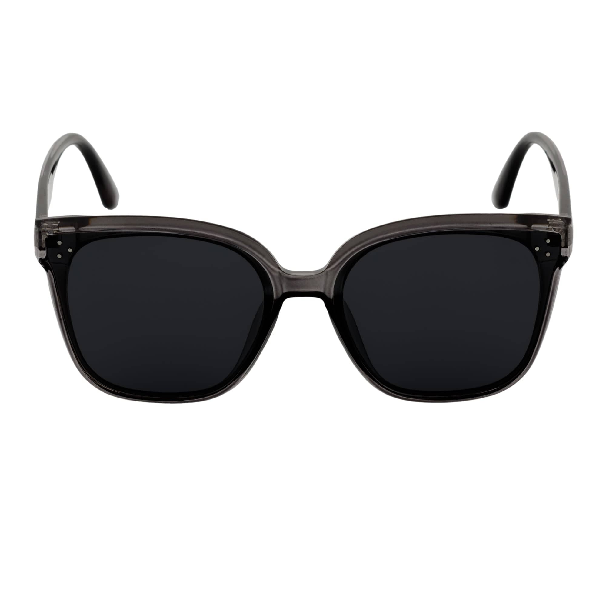 MYA - Polarized Womens Oversize 3 Pin Cat Eye Sunglasses Clear Gray Smoke