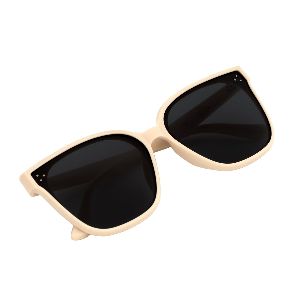 MYA - Polarized Womens Oversize 3 Pin Cat Eye Sunglasses Creme Smoke