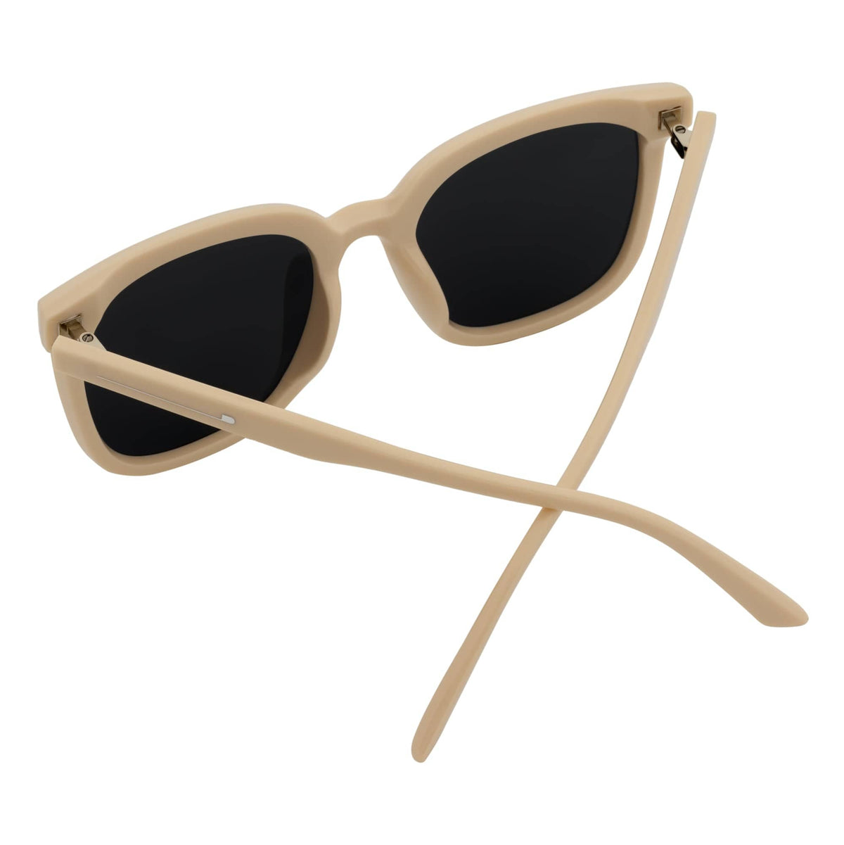 MYA - Polarized Womens Oversize 3 Pin Cat Eye Sunglasses Creme Smoke - MorspecsM1043-4