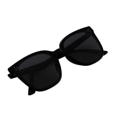 MYA - Polarized Womens Oversize 3 Pin Cat Eye Sunglasses Gloss Black Smoke