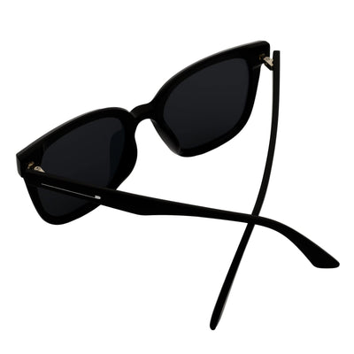 MYA - Polarized Womens Oversize 3 Pin Cat Eye Sunglasses Gloss Black Smoke