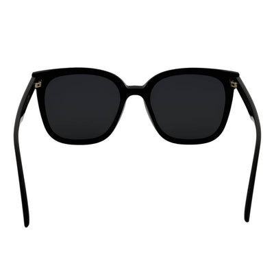 MYA - Polarized Womens Oversize 3 Pin Cat Eye Sunglasses Gloss Black Smoke