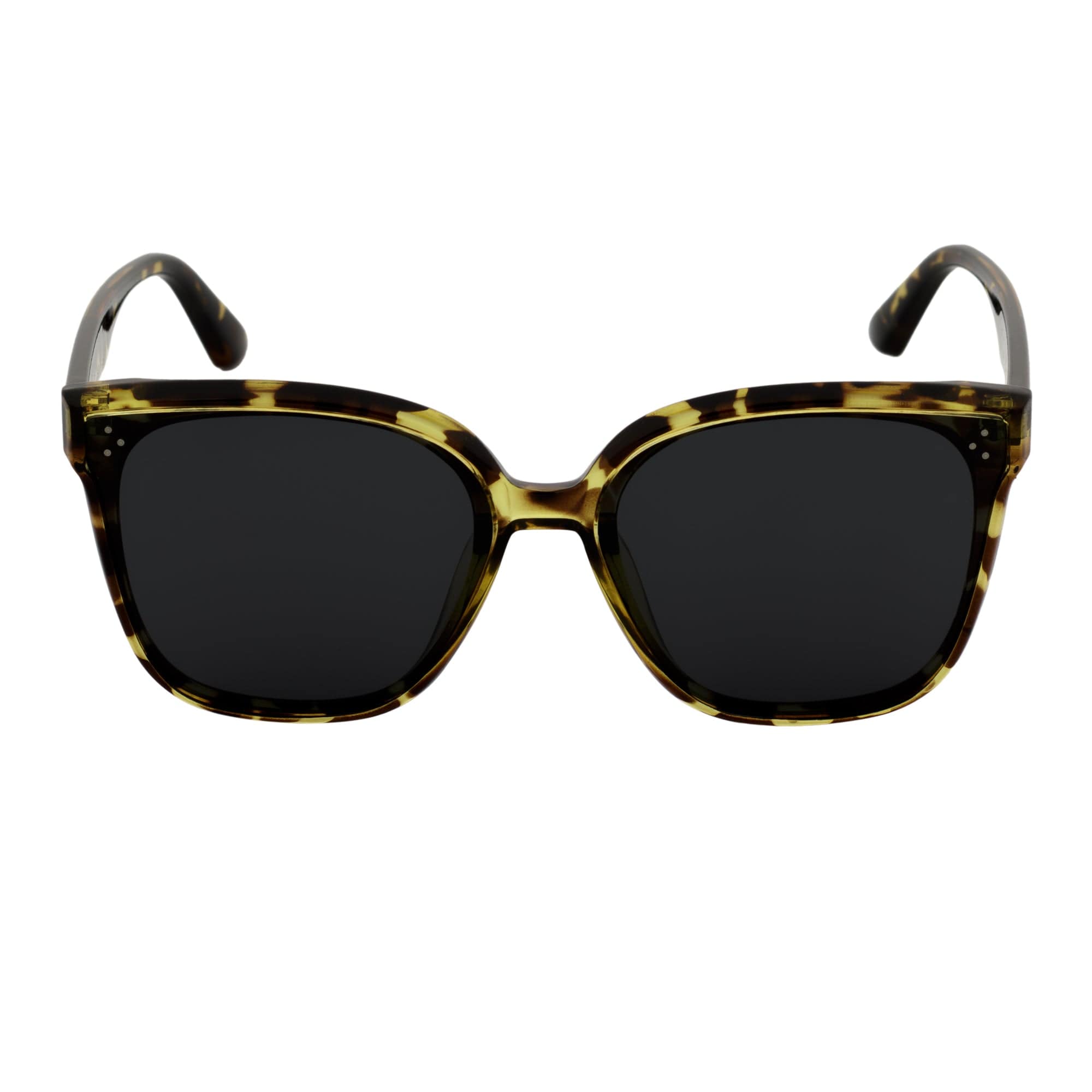 MYA - Polarized Womens Oversize 3 Pin Cat Eye Sunglasses Green Tortoise Smoke